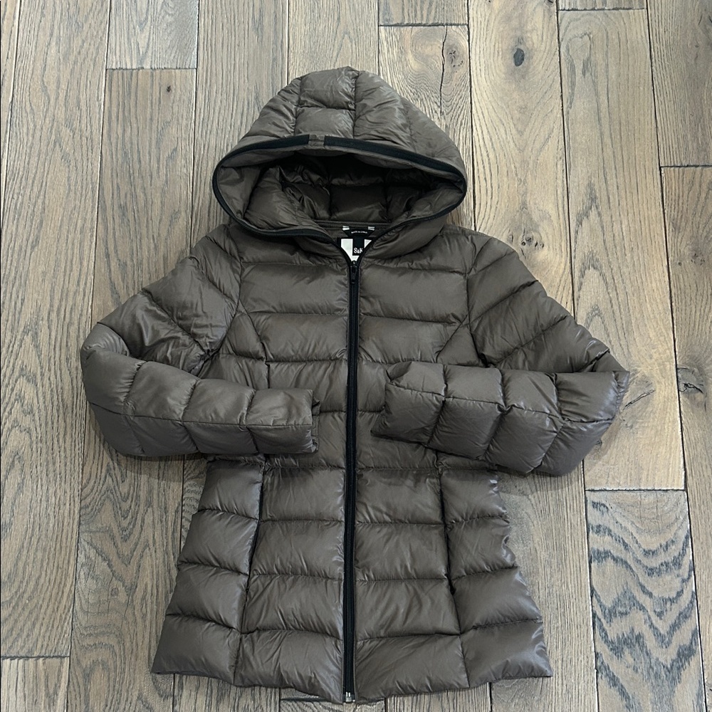 Brown Puffer Jacket with Hood